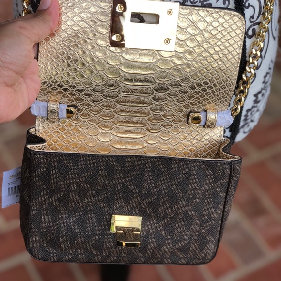 Michael kors Tina small clutch crossbody brown/gld - Picture 7 of 8